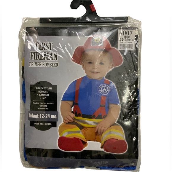 !! SOLD !! Halloween Costume Fireman Infant Baby 12 to 24 Months 2 Piece Set - Picture 10 of 16